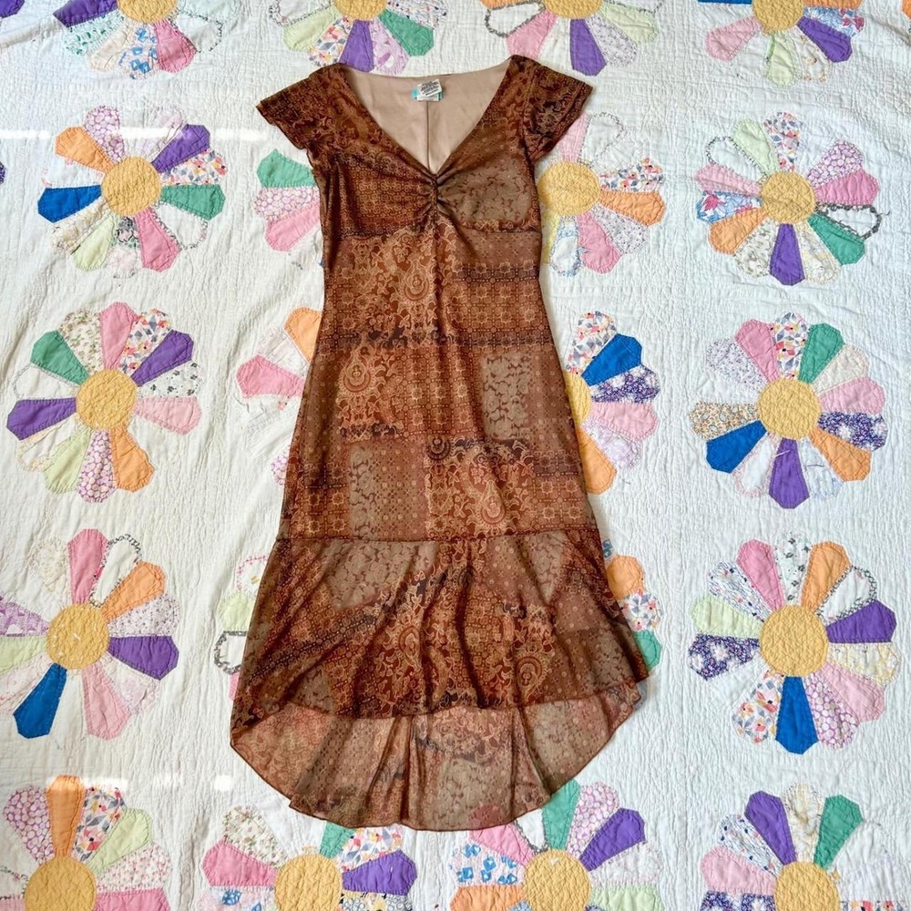 Vintage 90s 2000s orange whimsygoth fairy flattering dress
